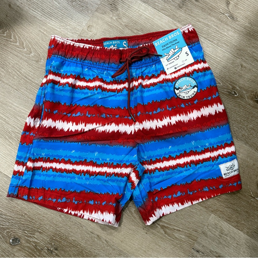 Beach Bros Red and Blue Swim Shorts NWT